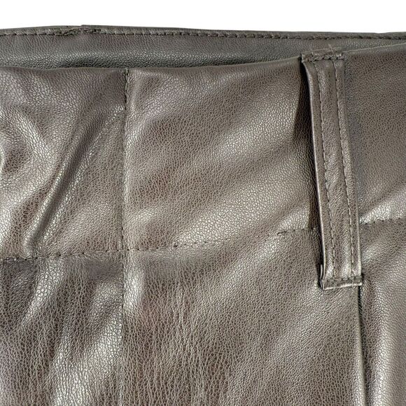Chocolate Brown Faux Leather Pants Straight Leg Pleated High Rise 12 A New Day - Picture 5 of 11